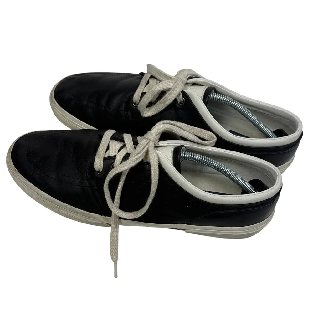 Polo Ralph Lauren Faxon Low Mens Black Leather Sneakers Shoes‎ Size 12 D K16